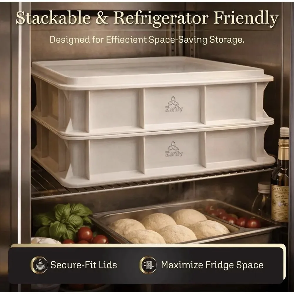 Zurify 2-Pack Pizza Dough Proofing Box System w/ 2 Lids, Stackable 17.5